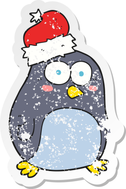 Bir insan tarafından çizilmiş penguen çizgi filminin gerilimli yapıştırması.