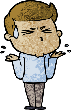 Bir insan tarafından çizilmiş terleyen çizgi film adamı.