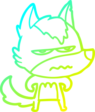 Bir insan tarafından çizilmiş, kızgın bir kurdun soğuk çizgi çizimi.