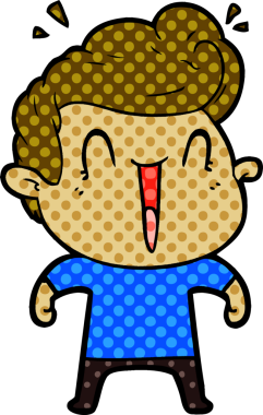 Bir insan tarafından çizilmiş heyecanlı bir adam karikatürü