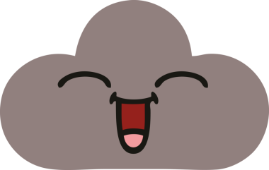 Bir insan tarafından çizilmiş bir fırtına bulutunun düz renkli retro karikatürü