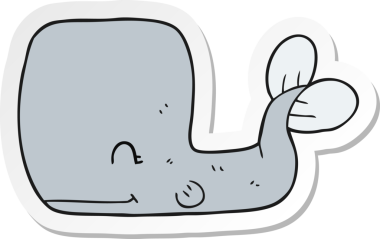 Bir insan tarafından çizilmiş mutlu bir balinanın çıkartması.