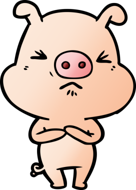 Bir insan tarafından çizilmiş kızgın domuz çizgi filmi.