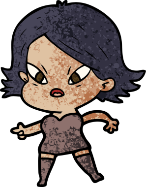 Çizgi film bir insan tarafından çizilmiş stresli kadın.