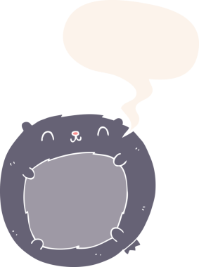 Bir insan tarafından çizilmiş eski tarz konuşma baloncuğu olan çizgi film ayısı.