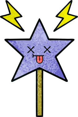 Bir insan tarafından çizilmiş sihirli bir değneğin retro grunge dokusu