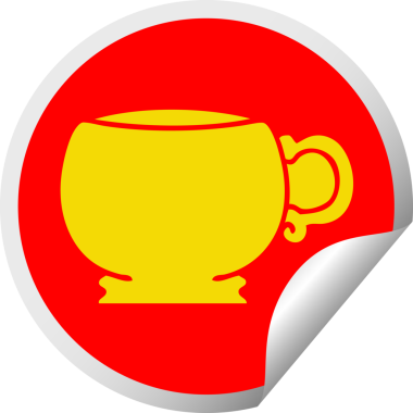 Bir insan tarafından çizilmiş dairesel soyulmuş garip bir çizgi film kupası.