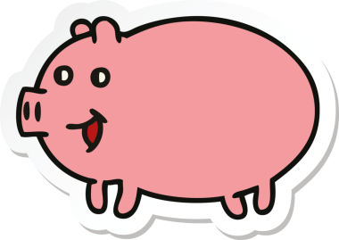 Bir insan tarafından çizilmiş şirin bir domuzun çıkartması.