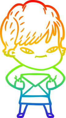 gökkuşağı gradyan çizimi bir insan tarafından çizilmiş mutlu bir kadın çizgi