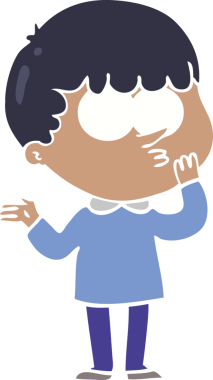 Düz renkli çizgi film meraklısı çocuk bir insan tarafından çizilmiş.