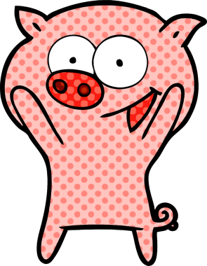 Bir insan tarafından çizilmiş mutlu domuz çizgi filmi.