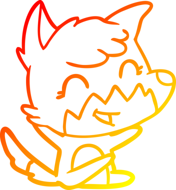 Bir insan tarafından çizilmiş mutlu bir tilkinin sıcak çizgi çizimi