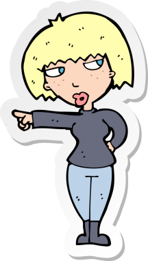 Bir insan tarafından çizilmiş, kızgın bir karikatür çıkartması.