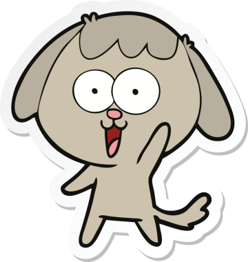 Bir insan tarafından çizilmiş şirin bir köpeğin çıkartması.