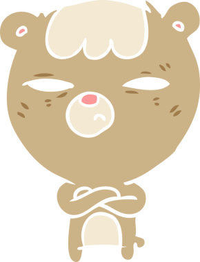 Bir insan tarafından çizilmiş düz renk çizgi film kızgın ayı.