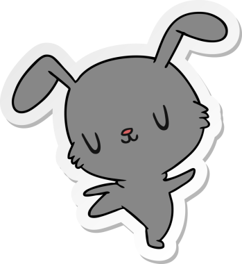 Etiket çizimi, kawaii sevimli tüylü tavşan bir insan tarafından çizilmiş.