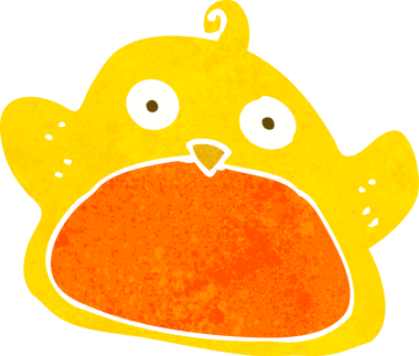 Bir insan tarafından çizilmiş çizgi film kuşu.