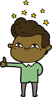 Bir insan tarafından çizilmiş heyecanlı bir çizgi film.