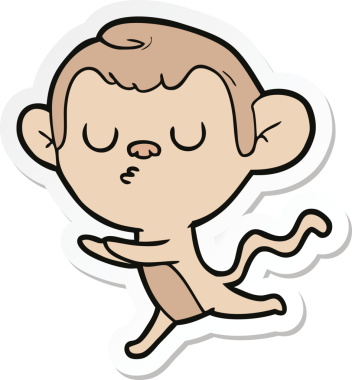 Bir insan tarafından çizilmiş çizgi film maymununun çıkartması.