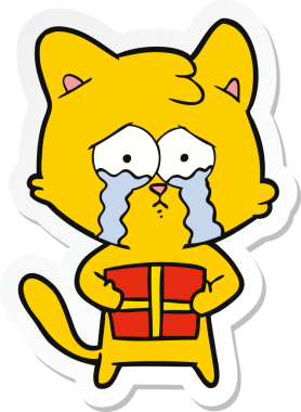 Bir insan tarafından çizilmiş çizgi film kedisinin çıkartması.