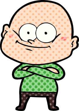 Bir insan tarafından çizilmiş kel bir adam.