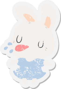 bir insan tarafından çizilmiş çizgi film tavşan grunge etiketi