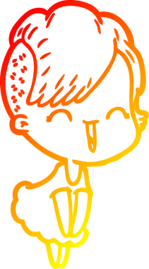 Bir insan tarafından çizilmiş mutlu çizgi film hipster kızı çizimi.