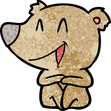 Bir insan tarafından çizilmiş gülen ayı çizgi filmi.