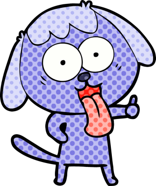 Bir insan tarafından çizilmiş şirin bir çizgi film köpeği.