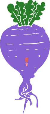 Bir insan tarafından çizilmiş düz renkli şalgam.