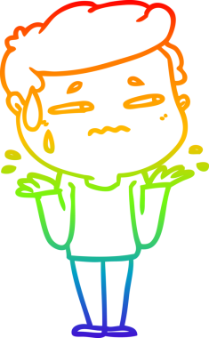 Gökkuşağı gradyan çizgi çizimi bir insan tarafından çizilmiş kafası karışmış bir adamın