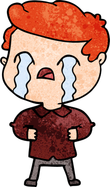 Bir insan tarafından çizilmiş ağlayan çizgi film adamı.