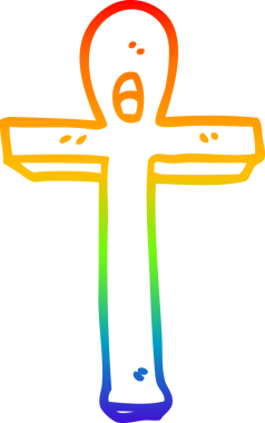 gökkuşağı gradyan çizgi çizimi bir insan tarafından çizilmiş ankh çizgi sembolü