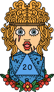 Retro Dövme Tarzı İnsan Barbarlığı Bir insan tarafından çizilmiş 20 zar ile