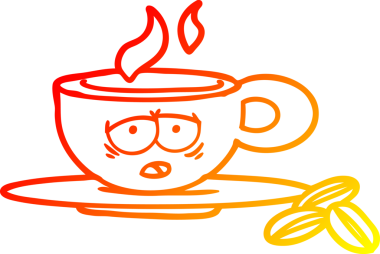 Bir insan tarafından çizilmiş karikatür espresso bardağının sıcak çizgi çizimi