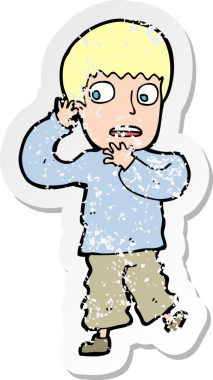 Bir insan tarafından çizilmiş korkmuş bir çocuk çizgi filmin gerilimli çıkartması.