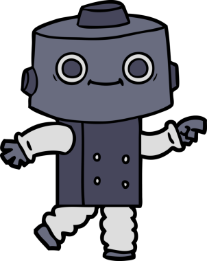 Bir insan tarafından çizilmiş çizgi film robotu