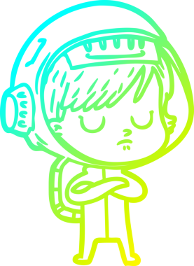 Bir insan tarafından çizilmiş soğuk gradyan çizgili astronot kadın çizimi.