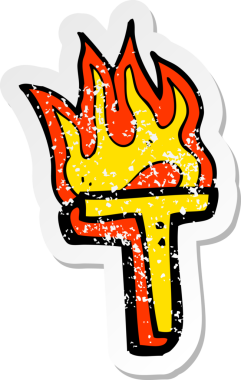 Bir insan tarafından çizilmiş yanan bir karikatürün gerilimli yapıştırması.