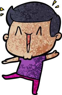 Bir insan tarafından çizilmiş heyecanlı bir çizgi film.