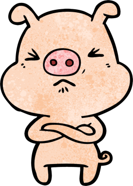 Bir insan tarafından çizilmiş kızgın domuz çizgi filmi.