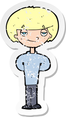 Bir insan tarafından çizilmiş mutlu bir adamın karikatür yapıştırması.