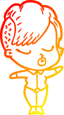 Bir insan tarafından çizilmiş güzel hippi bir çizgi film çizimi.