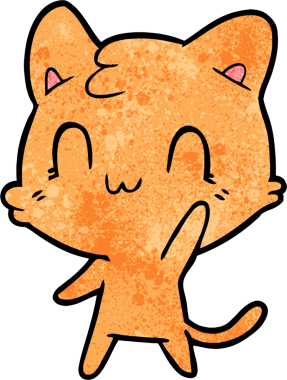 Bir insan tarafından çizilmiş mutlu bir kedi.