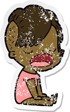 Bir insan tarafından çizilmiş havalı bir hippi kızın karikatür çıkartması.