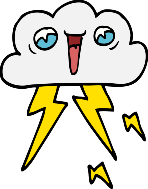 Bir insan tarafından çizilmiş gök gürültüsü bulutu karalaması.