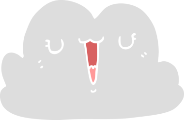 Bir insan tarafından çizilmiş şirin düz renkli çizgi film bulutu