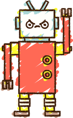 Bir insan tarafından çizilen Çılgın Robot Tebeşiri