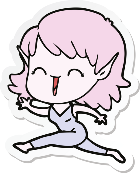 Bir insan tarafından çizilmiş bir elf kızının çıkartması.