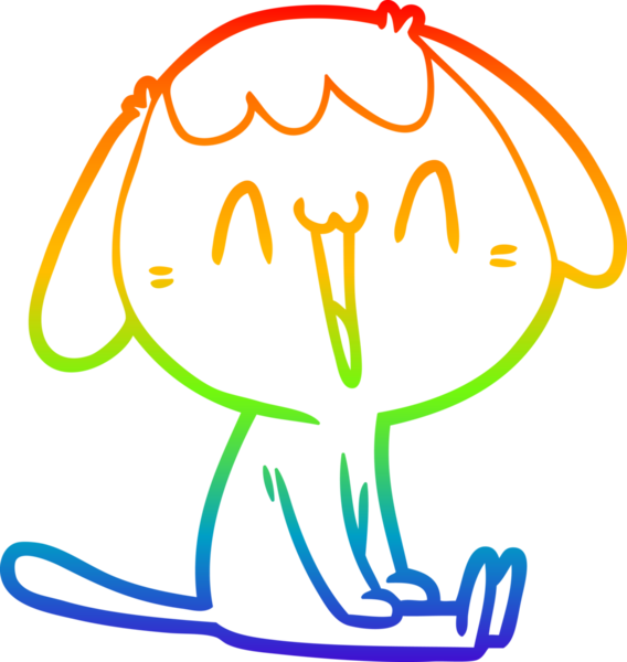 Bir insan tarafından çizilmiş gülen bir köpeğin çizdiği gökkuşağı gradyanı çizimi